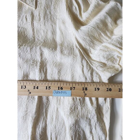 ZARA Cream Paisley Textured Fringe Career Casual Night Out Button Up Top SZ XL - Picture 7 of 10